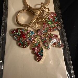 Multicolor Crystal Butterfly Keychain